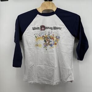 Disney WDW Preview Center NWT White Blue Crew Neck LS Tee Men's Size US Large‎